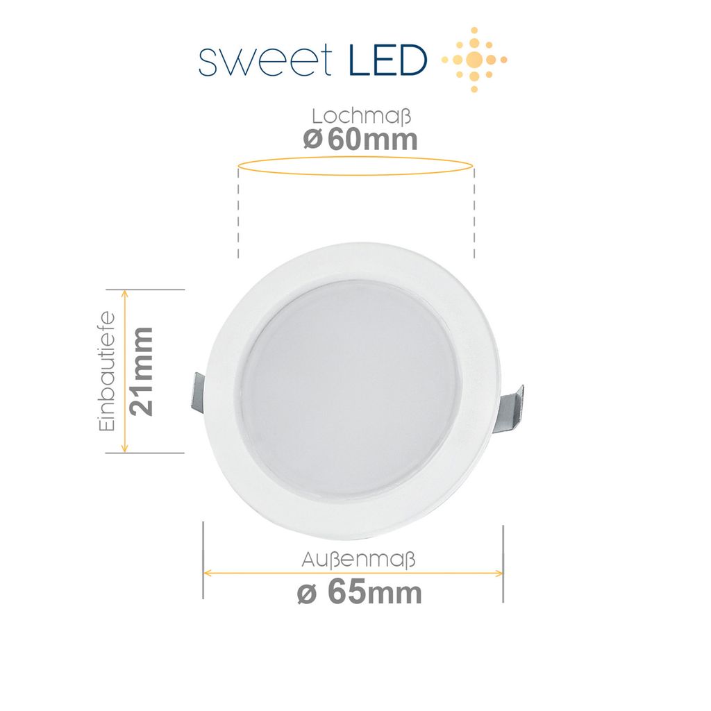 Sweet LED Möbel Einbaustrahler 12V Bad Weiß Deckenspot Kaltweiß Unterbauleuchte