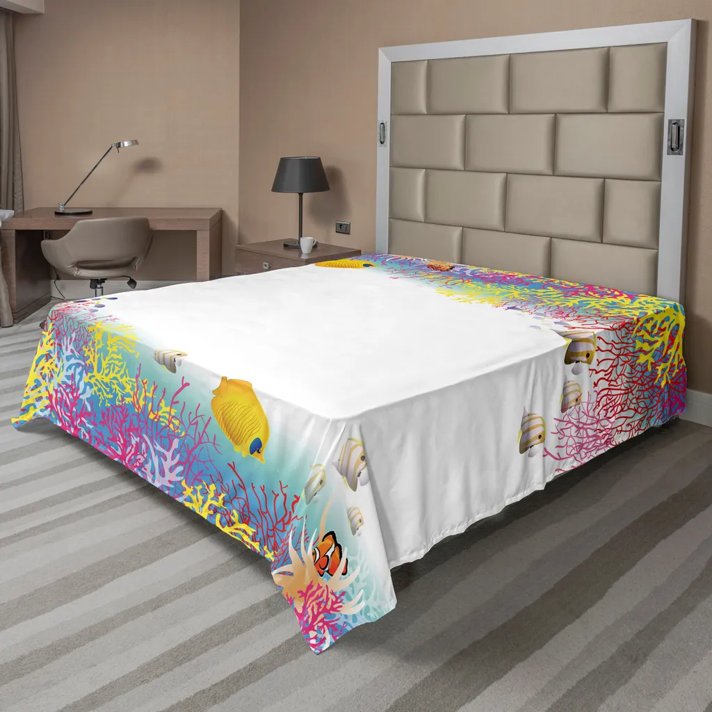 TULTOAP Biancheria Da Letto Animali Marini - Copripiumino 135x200 Con Federa, Tema Oceano Con Tartarughe E Pesci, Blu