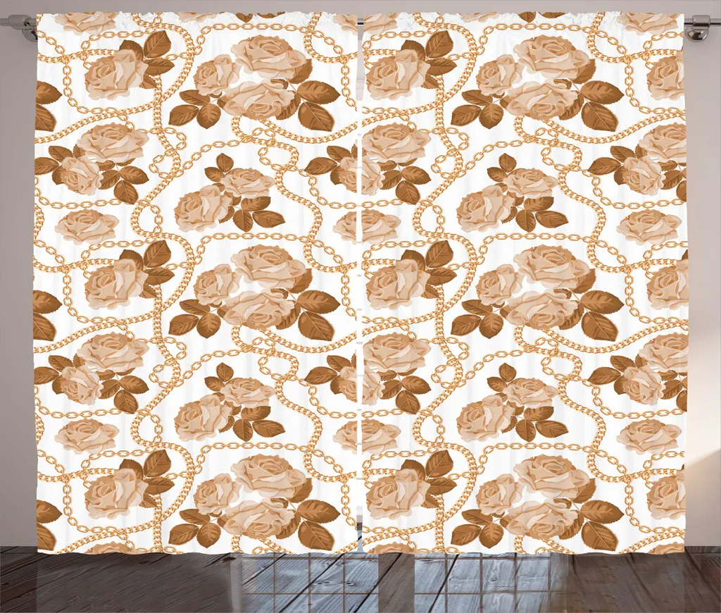 Rideau universel à boucles et crochets roses romantiques 280 x 225 cm
