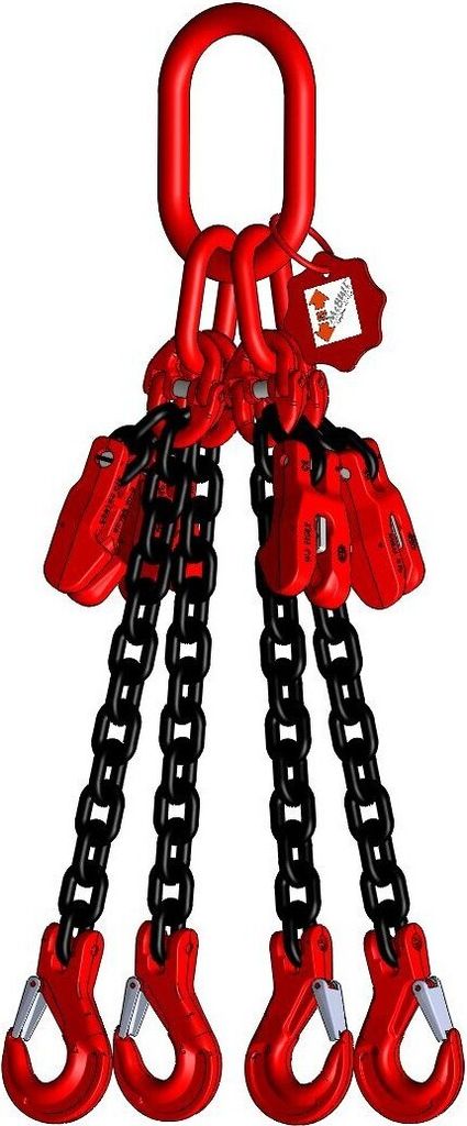 Anschlagkette Güteklasse 8 4-Strang 6,0 m 10 mm mit Verkürzung schwarz