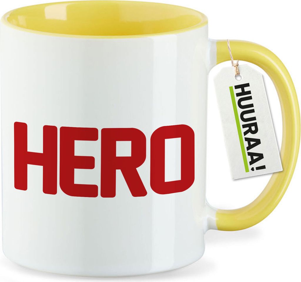 Huuraa Kaffeetasse Hero Held 330ml Gelb Keramik Kaffeebecher Geschenkidee