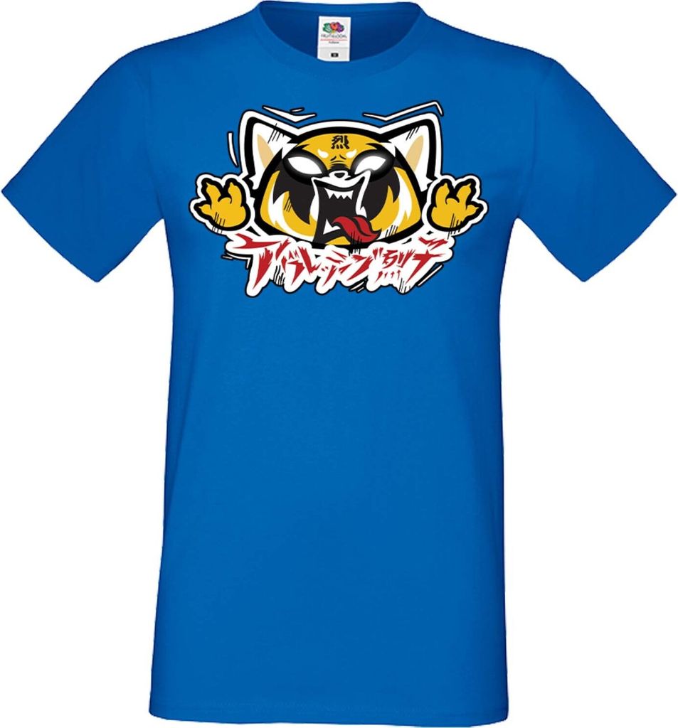 Herren T-Shirt Manga Anime Aggretsuko 02 Aggresive Panda, Man XL / Blau