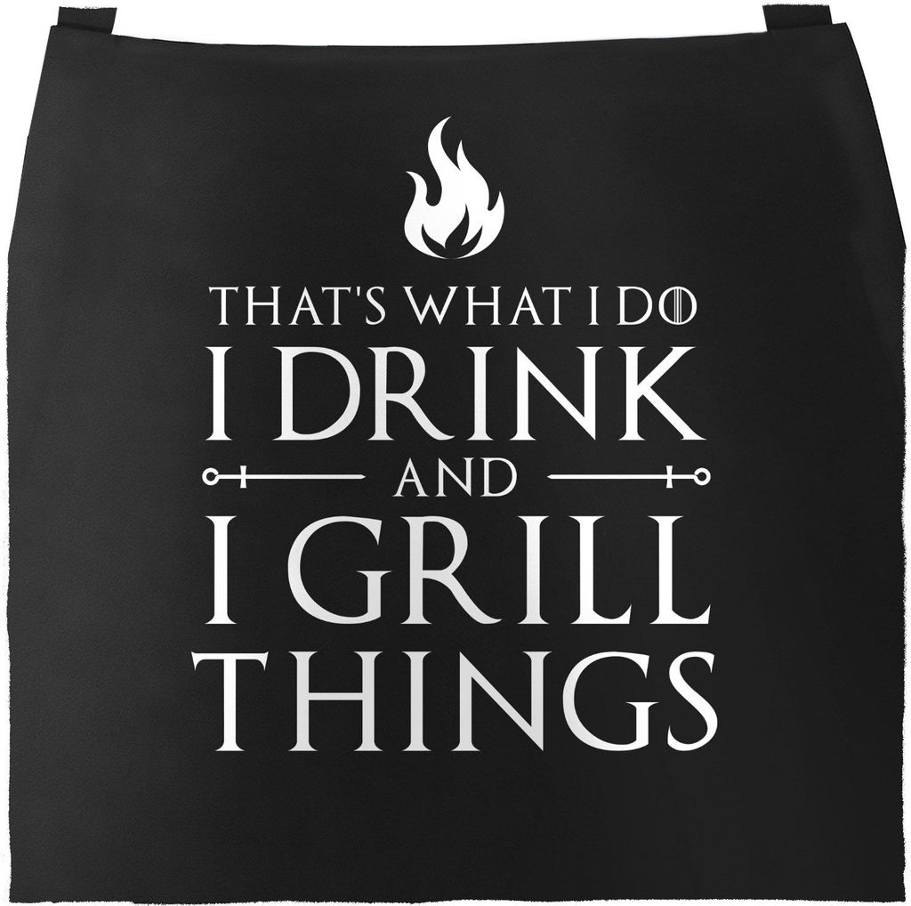 Grill-Schürze für Männer mit Spruch I drink and I grill things Grillschürze Baumwoll-Schürze Küchenschürze Kochschürze Grillen Barbecue BBQ...
