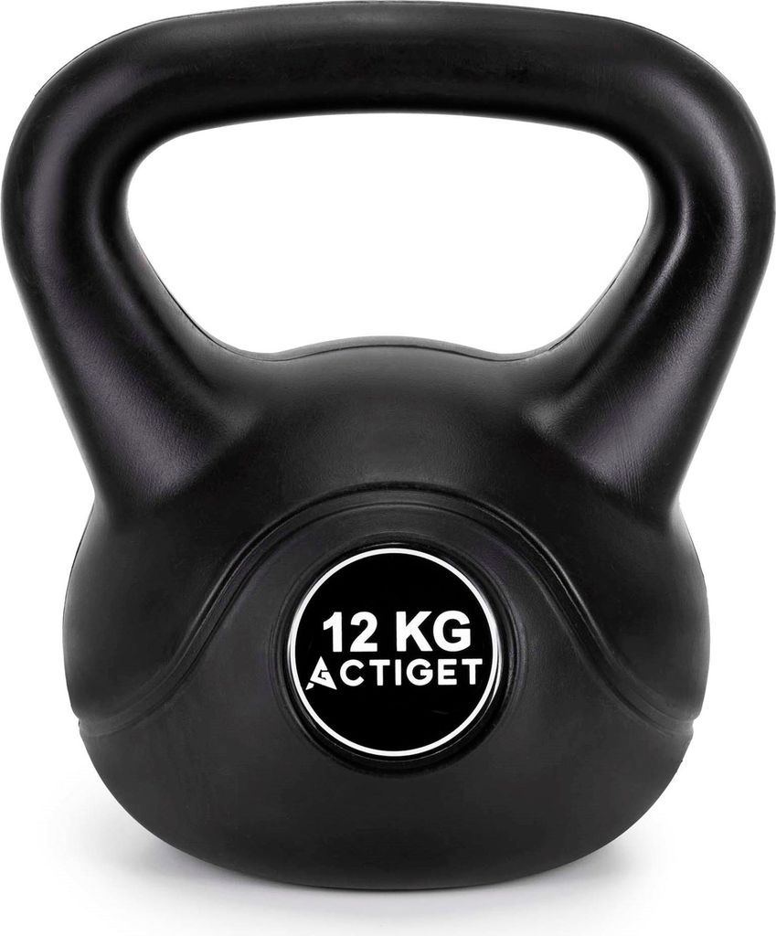 ACTIGET Kettlebell zum Training, 12 kg Hantel, ABS-Trainings-Kettlebell, schwarzer Ball