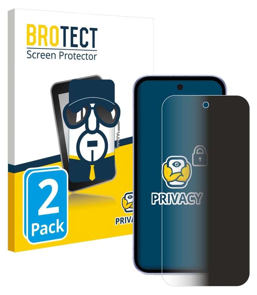 2x BROTECT Sichtschutzfolie für Google Pixel 9a Anti-Spy Privacy Sichtschutz Blickschutz Folie Blaulicht-Schutz