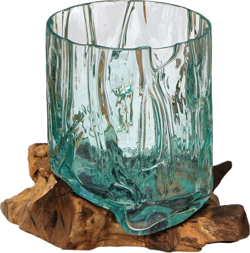 Wogeka - Glas-Vase "Gloria" auf Wurzel-Holz Ø Glas 15-16 cm Gloria L