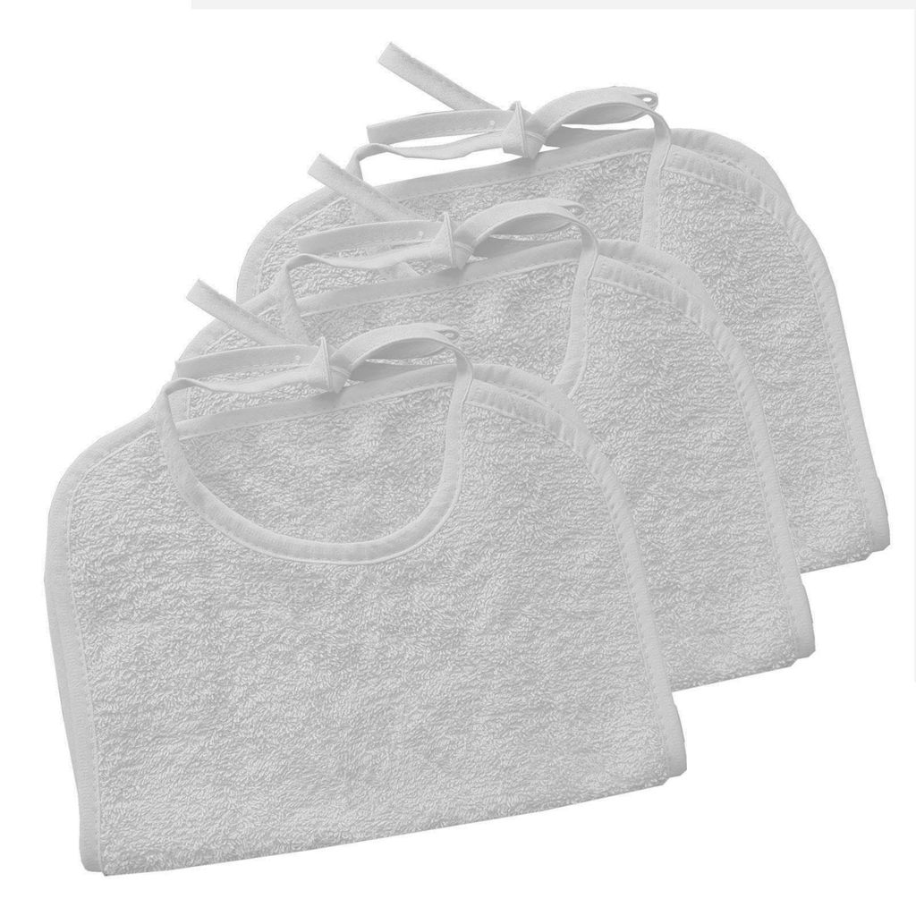 Frottee Lätzchen 40x25 cm 100% Baumwolle 3er Set Weiß
