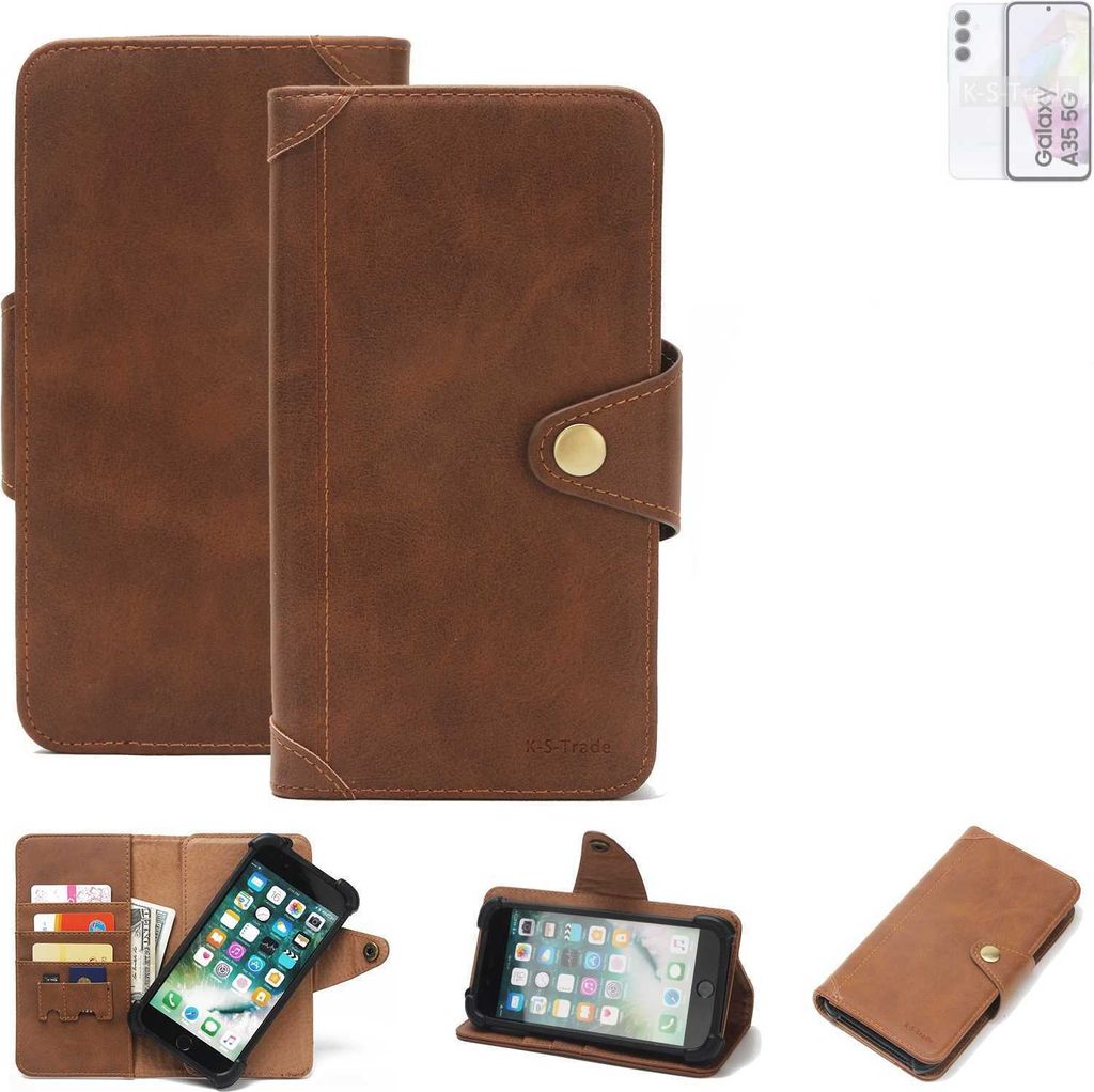 K-S-Trade Handyhülle kompatibel mit Samsung Galaxy A35 5G Schutz Hülle Walletcase Bookstyle Tasche Case Handytasche Wallet Flipcase Cover Polyure...