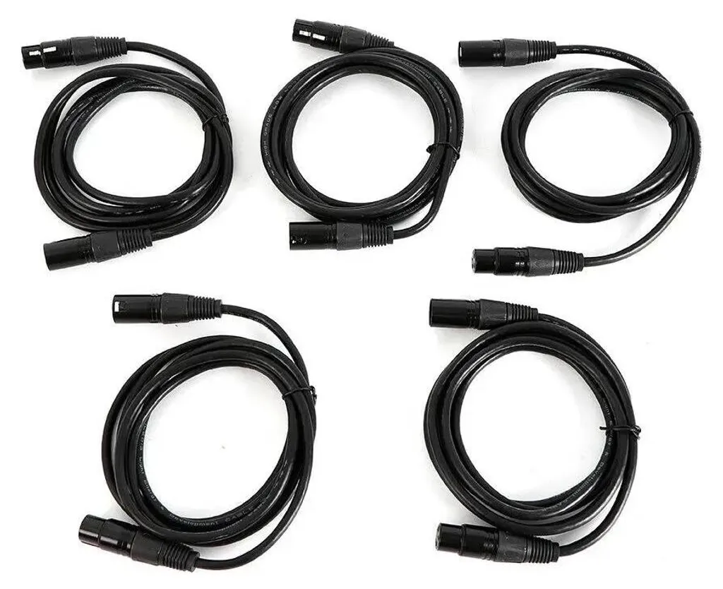 Cordon DMX 110 ohms XLR 3 broches lot de 5 pour projecteurs et jeux lumière