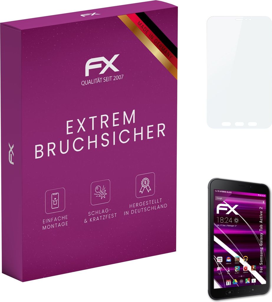 atFoliX FX-Hybrid-Glass Displayfolie kompatibel mit Samsung Galaxy Tab Active 2 Glasfolie