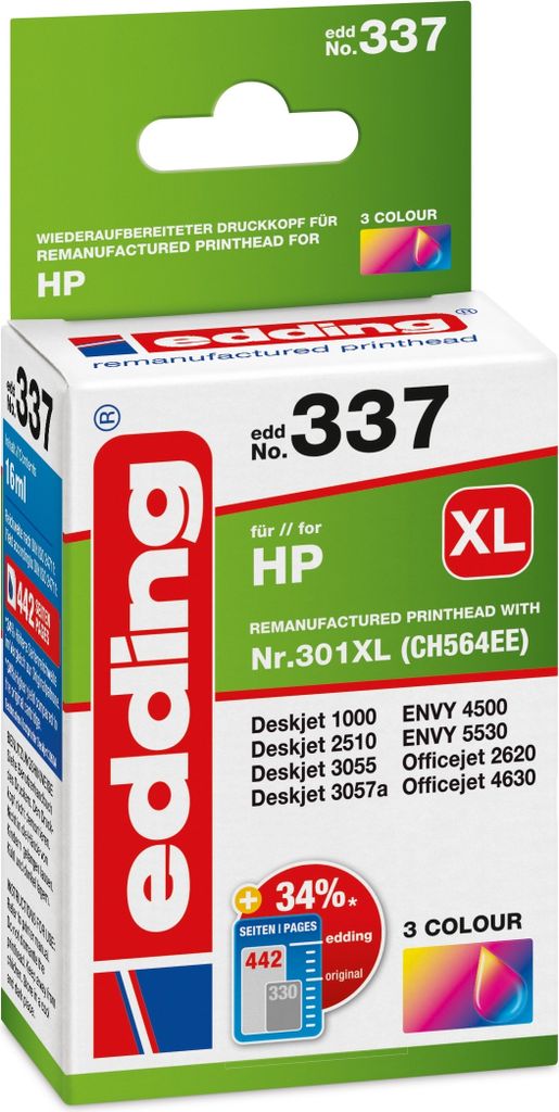 Tintenpatrone kompatibel mit HP No. 301XL color Packung mit 12 Stück