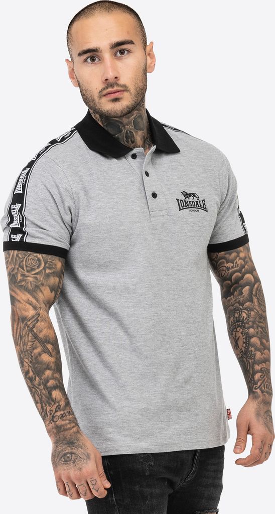 Herren Poloshirt normale Passform SETTER Marl Grey/Black/White L Lonsdale