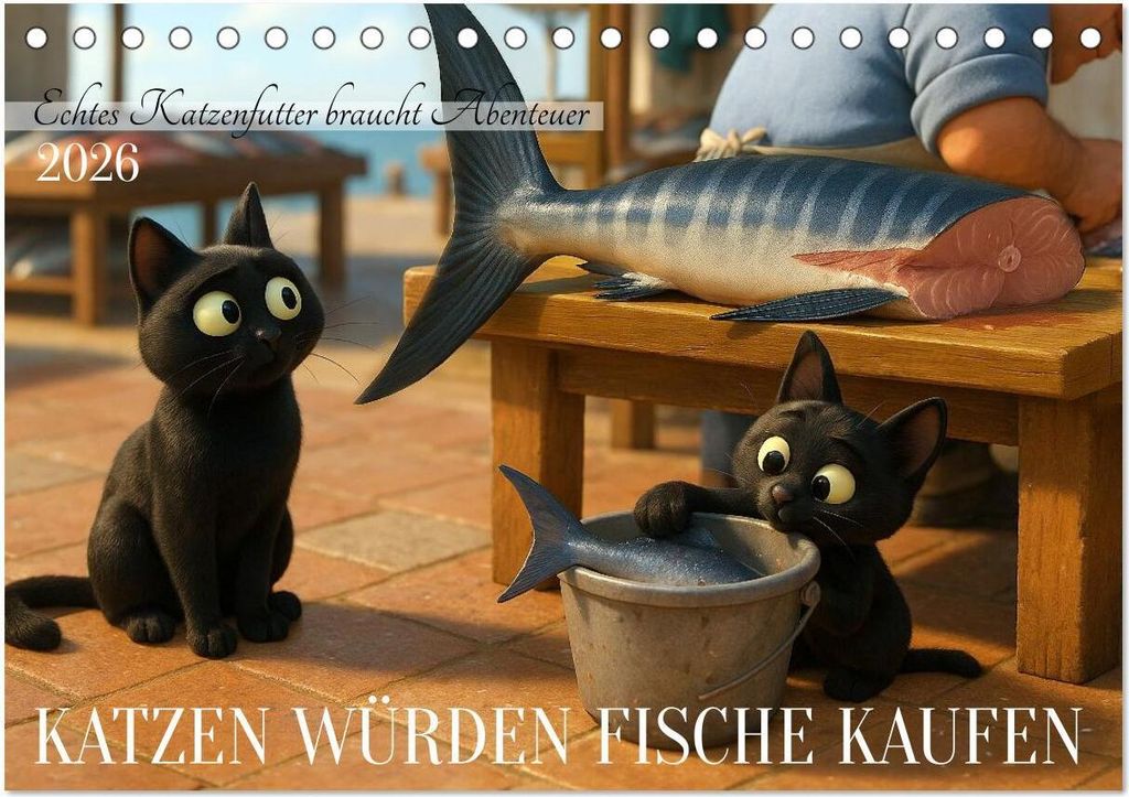 Katzen würden Fische kaufen (Tischkalender 2026 DIN A5 quer), CALVENDO Monatskalender