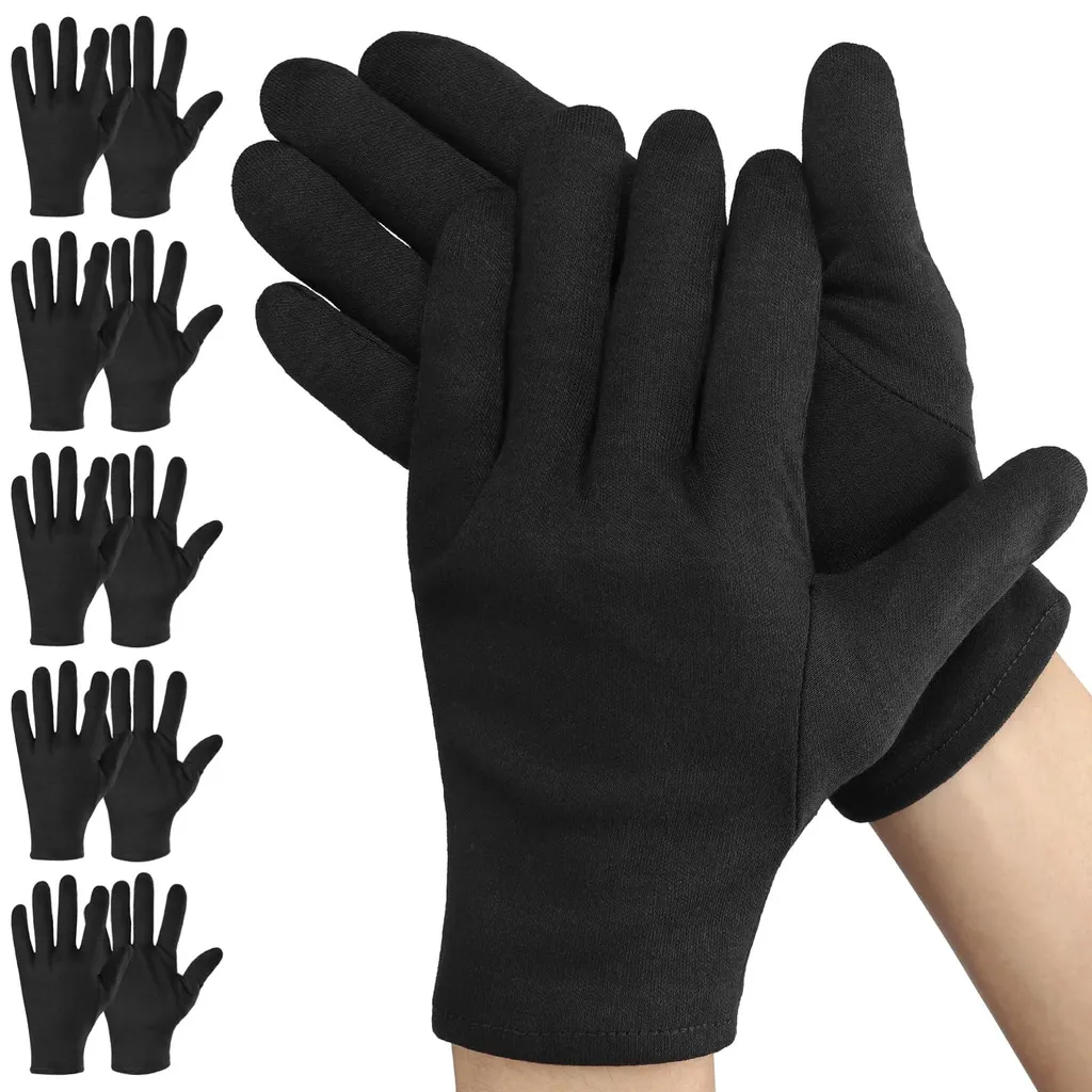 Gants en coton noir taille L anti-traces pour manipulation et mains sèches