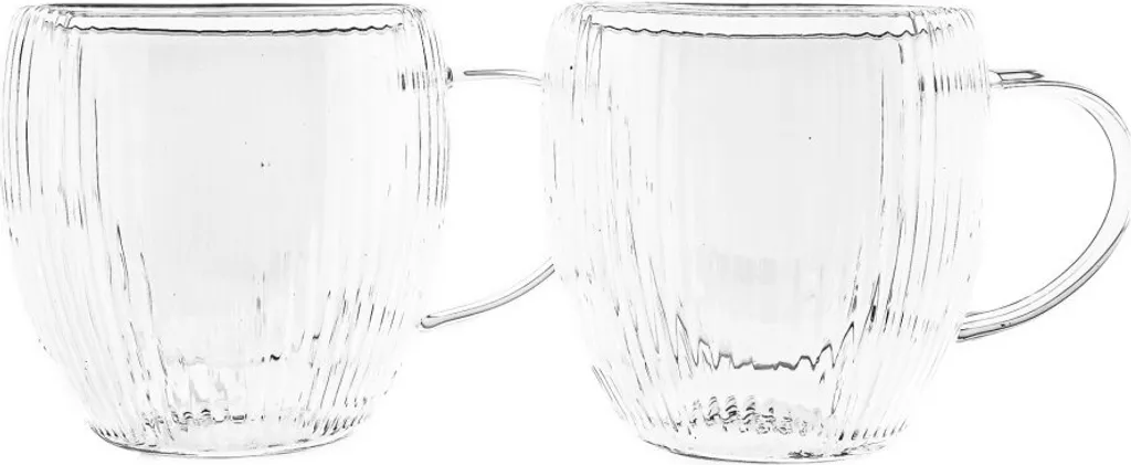 My Home Set Di 2 Bicchieri Termici In Vetro Borosilicato A Doppia Parete, 250 Ml, Per Bevande Calde E Fredde