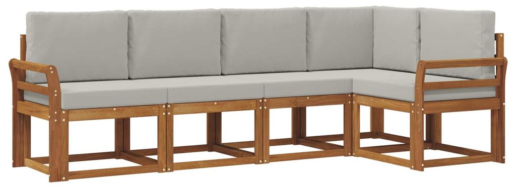vidaXL Outdoor-Sofagarnitur mit Kissen 5 pcs Natürlich und Hellgrau