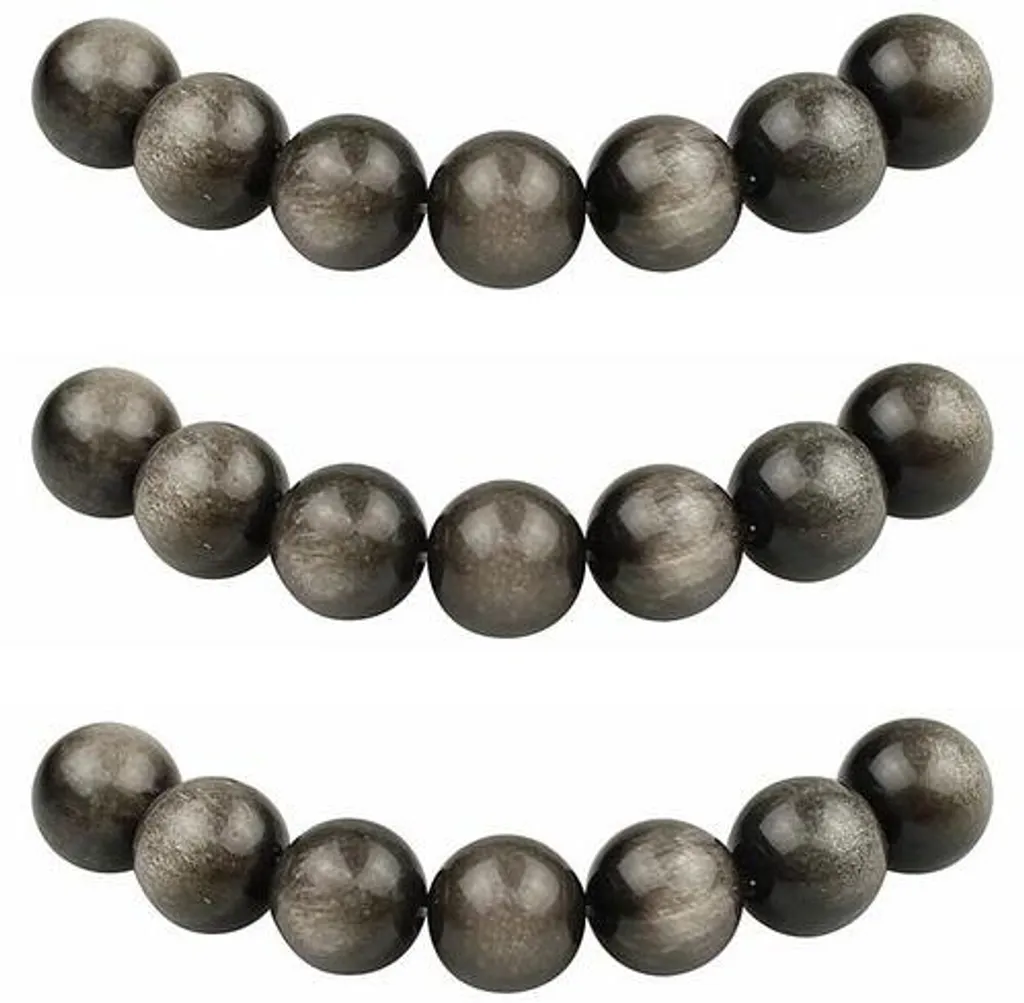 Pierres rondes obsidienne argentée 8mm lot de 45 perles pour bijoux