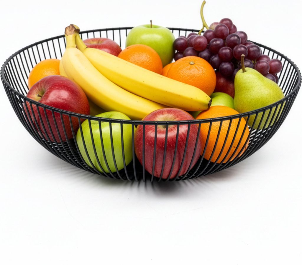 Relaxdays Obstschale Metall, runder Obstkorb, HxD: 8 x 28 Produktbild 