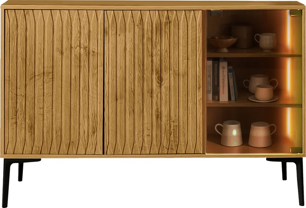 Buffet Rangement Lumineux 120cm Robuste et Anti-Basculement