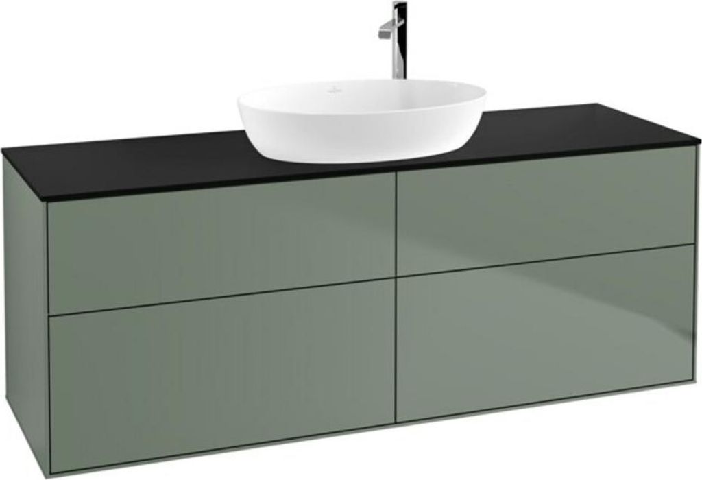 V&B Waschtischunterschrank Wandbeleuchtung Finion 160x60cm, Abd.-Pl. bla m, Oli. m Lacquer