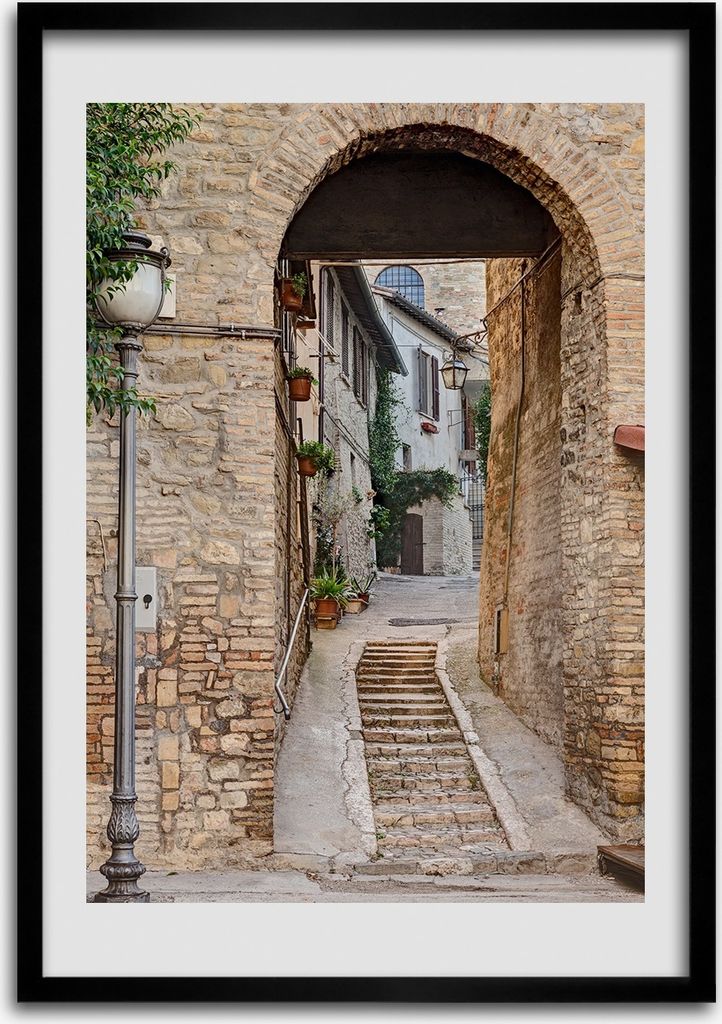 Bild - Bilderrahmen - 50 cm x 70 cm - MDF - Rahmen - Wandkunst Italienische Straßen