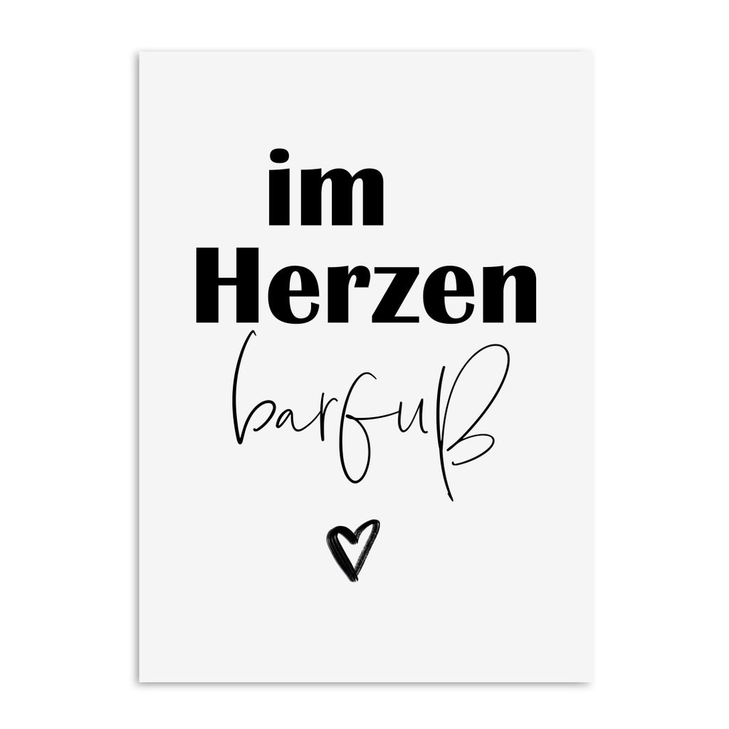 Poster Im Herzen BARFUß Poster Sprüche Geschenk Badezimmer DIN A4