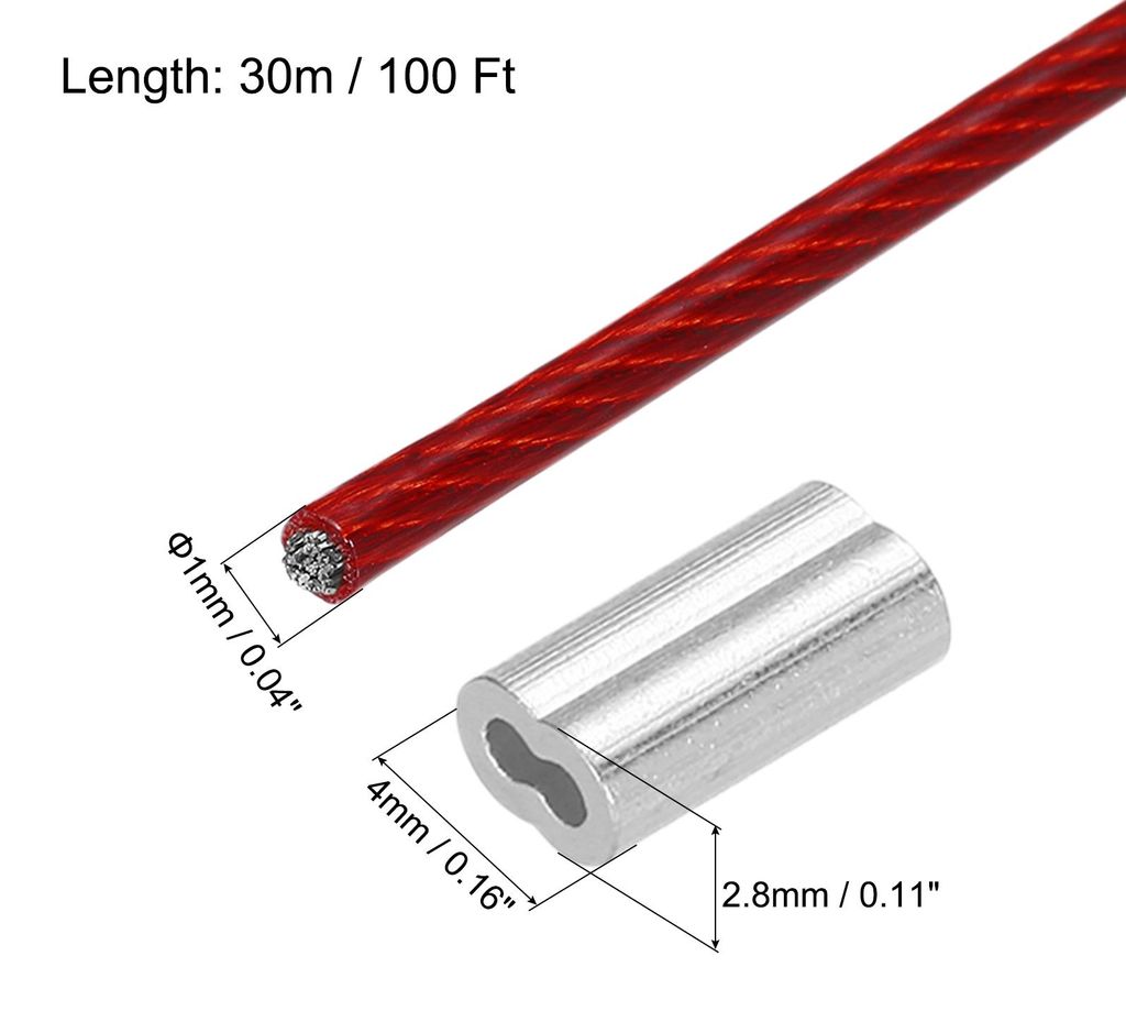 Drahtseil Edelstahl 30M x 1 mm Stahlseil PVC ummantelt mit 10 Aluminiumhš¹lsen Sicherungsdraht Aufh?ngedraht Drahtkabel W?scheleine fš¹r Bilder...