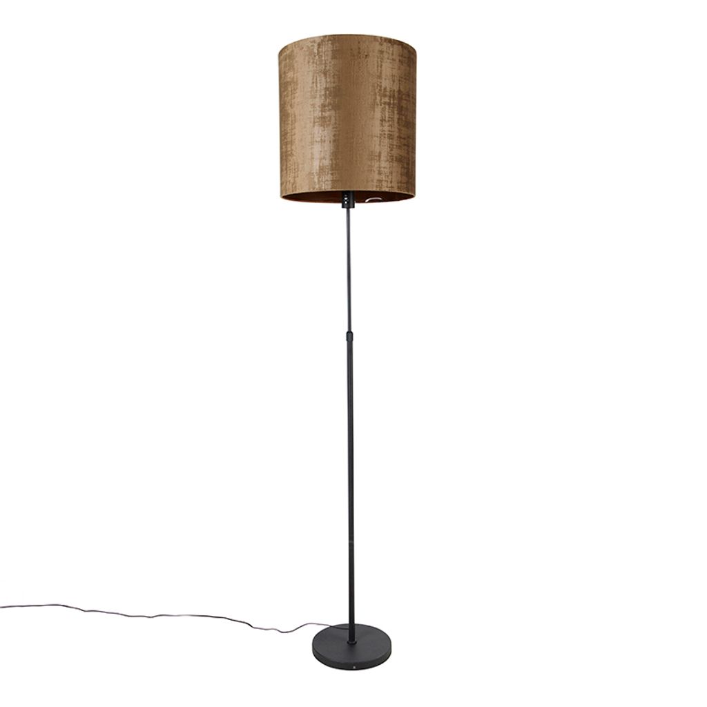 Moderne Stehlampe braun E27 Holz Wohnzimmer Netzstecker
