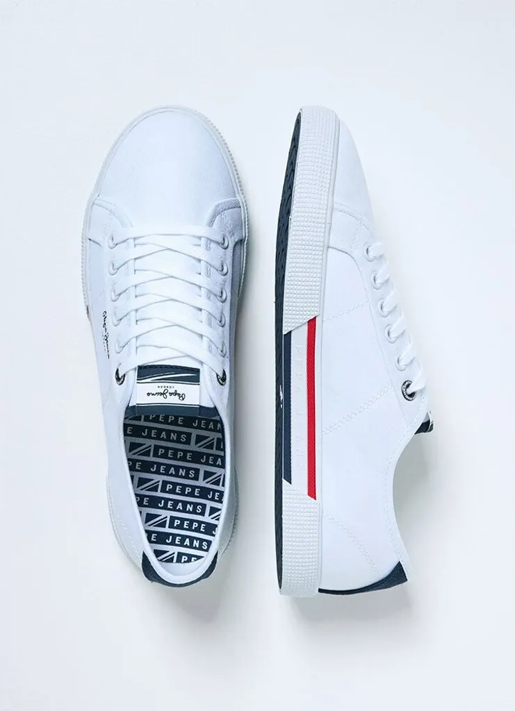 Baskets basses Pepe Jeans Brady Basic PMS30816 - Chaussures en Toile Bleu - 8
