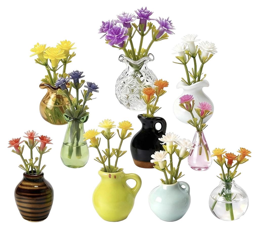 5/10 Stück Mini-Glasvase Kühlschrankmagnet für Zuhause, Büro, Küche, Spind, Kühlschrank, 3D-Miniatur-Blumenvase, magnetische Dekoration, Orna...