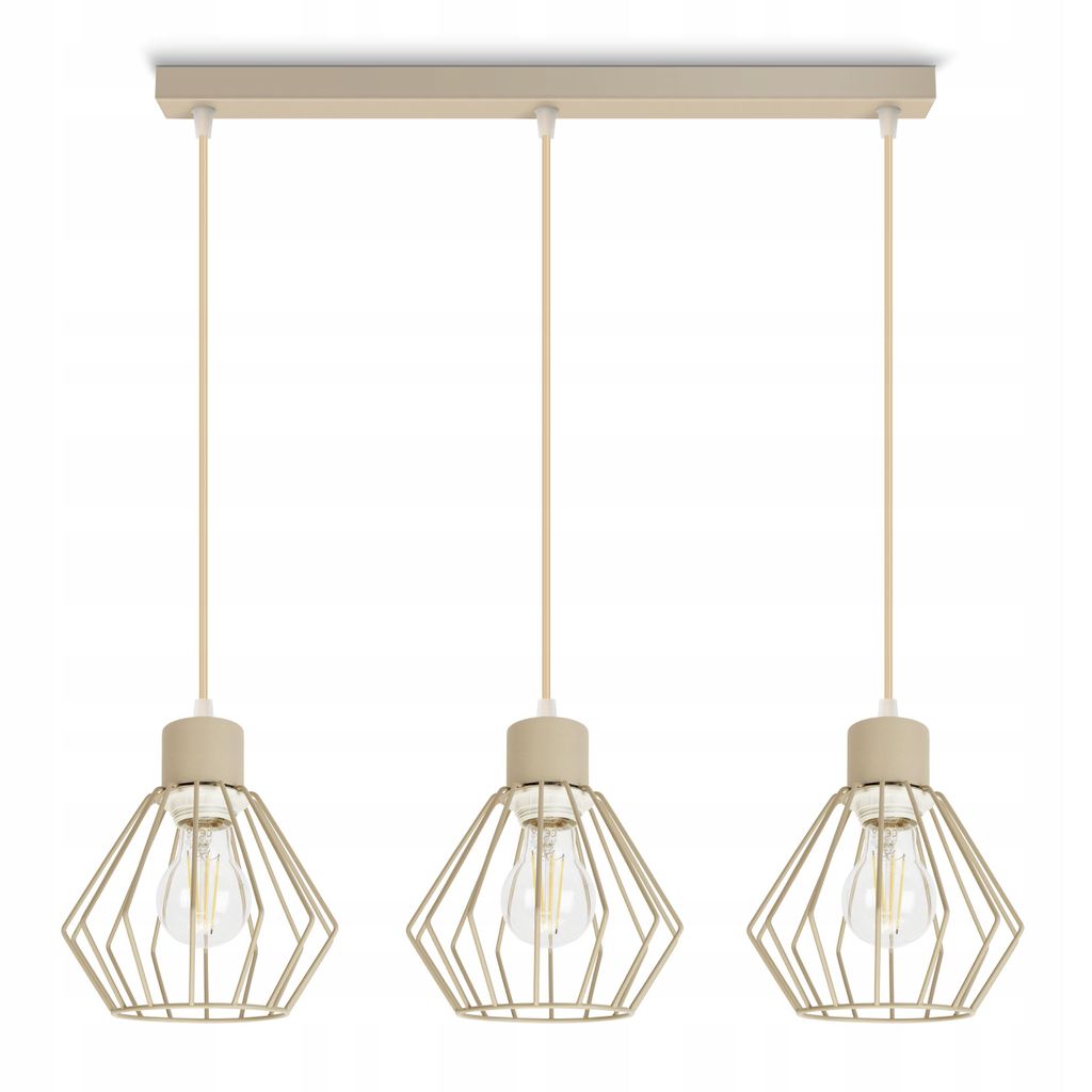Luxolar - Led Pendelleuchte 3-flammig aus Metal Draht im Edison-Stil E27 60 W - Deckenlampe wohnzimmer, Beige Metal