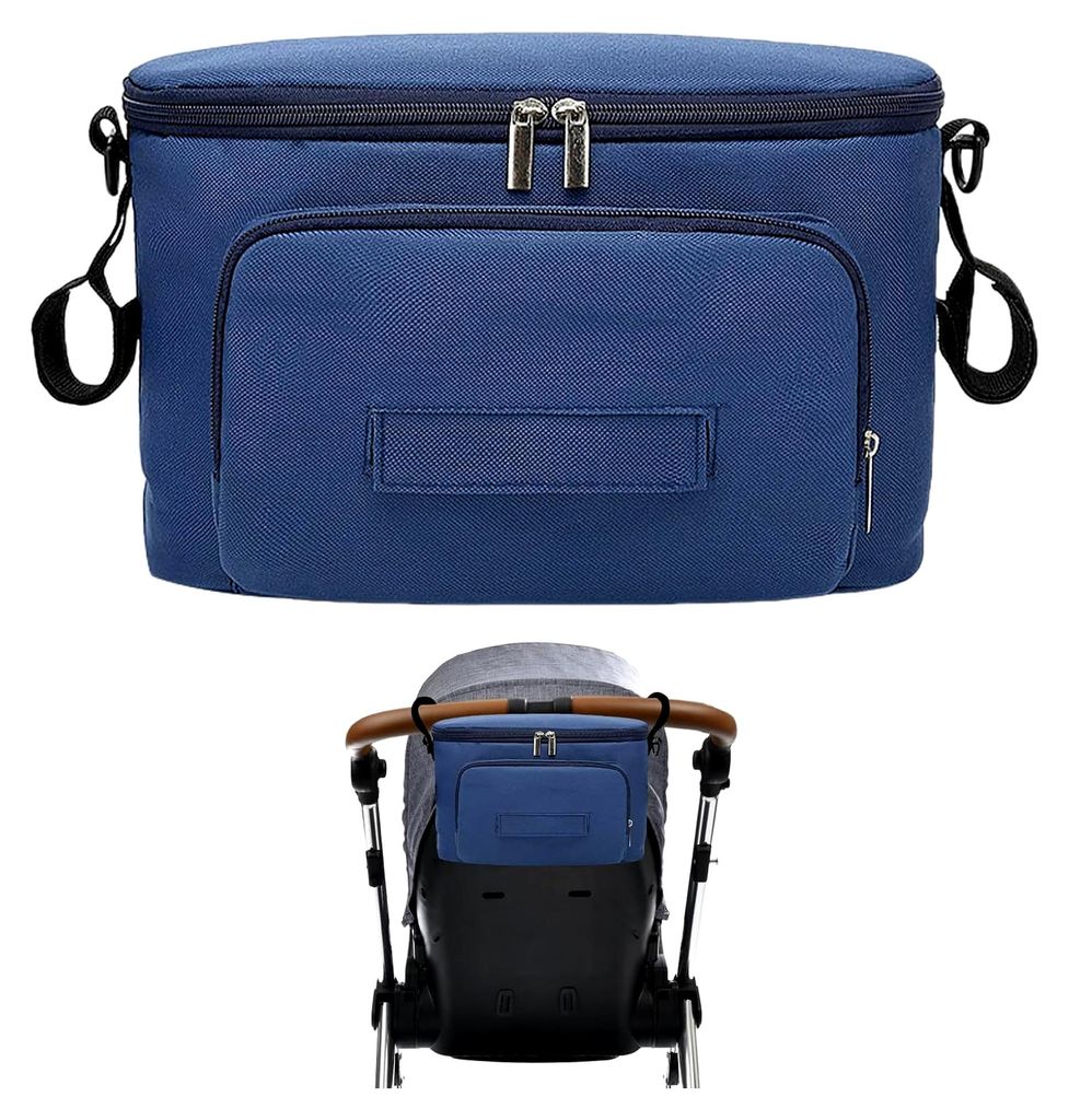 Organizer für Kinderwagen, Tasche für Kinderwagen, Buggy-Organizer mit isolierten Getränkehaltern, Reißverschlusstasche und großem Stauraum f...