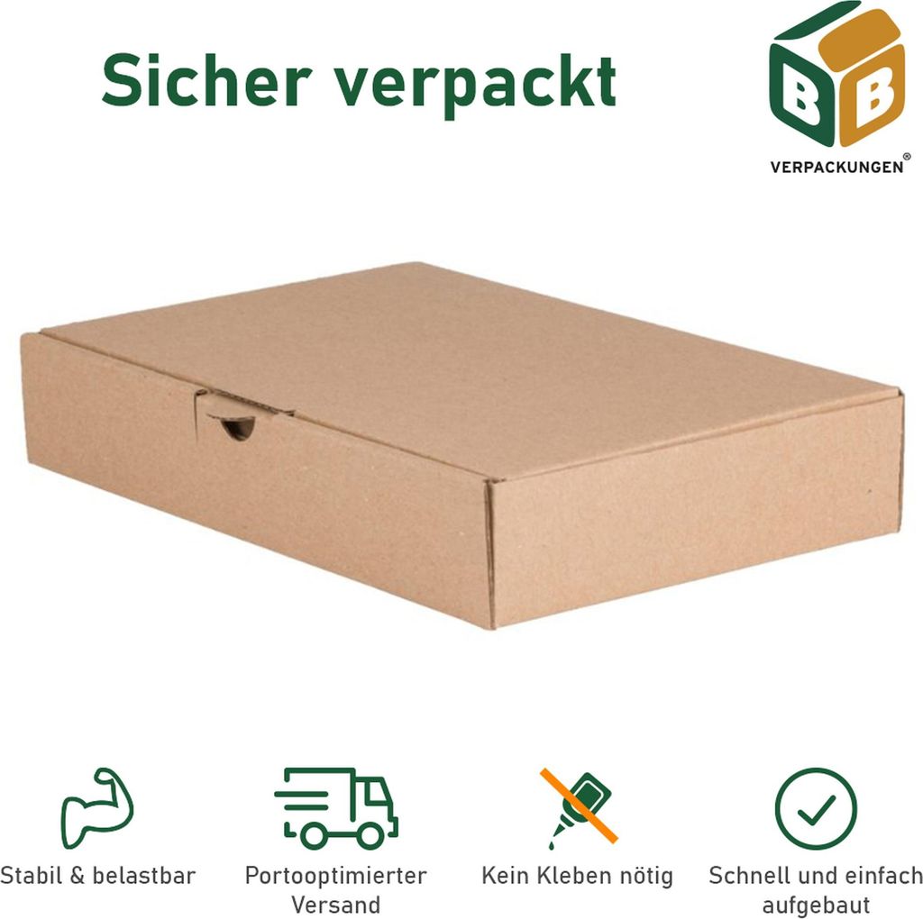 1000 x Maxibriefkartons (240 x 160 x 45 mm) DIN A5 stabiler Versandkarton Faltschachtel Versandschachtel Wellpappe BB-Verpackungen