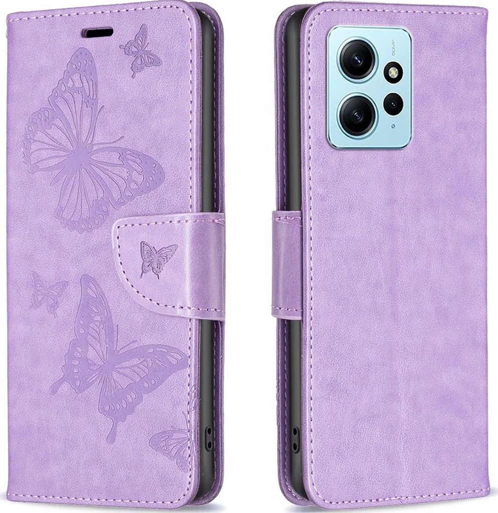 Mobigear Butterfly Xiaomi Redmi Note 12 Hülle Klapphülle Geldbörse - Lila