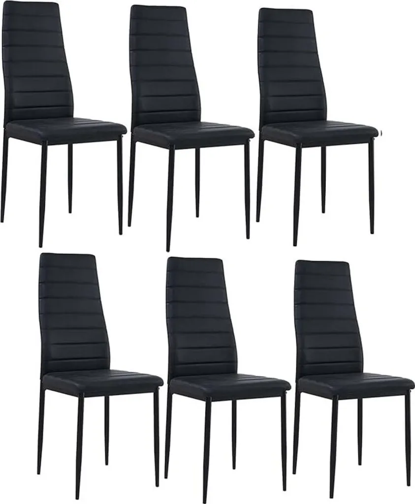 HJ WeDoo Lot de 6 Chaises de Salle à Manger Noires en Similicuir 125kg