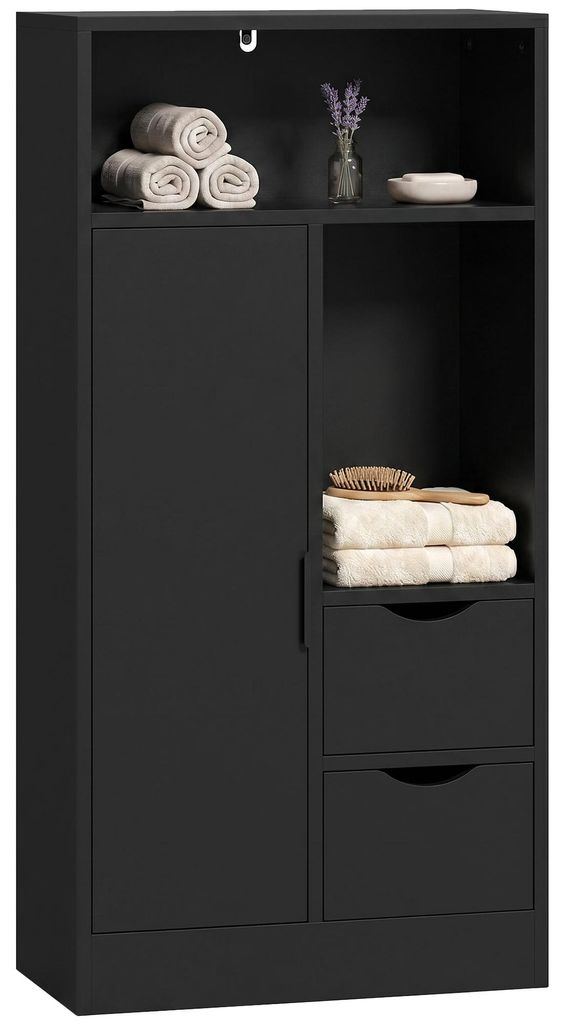 HOMCOM Mobile Bagno Slim con Cassetti, Scomparti Aperti, Immagine del prodotto 