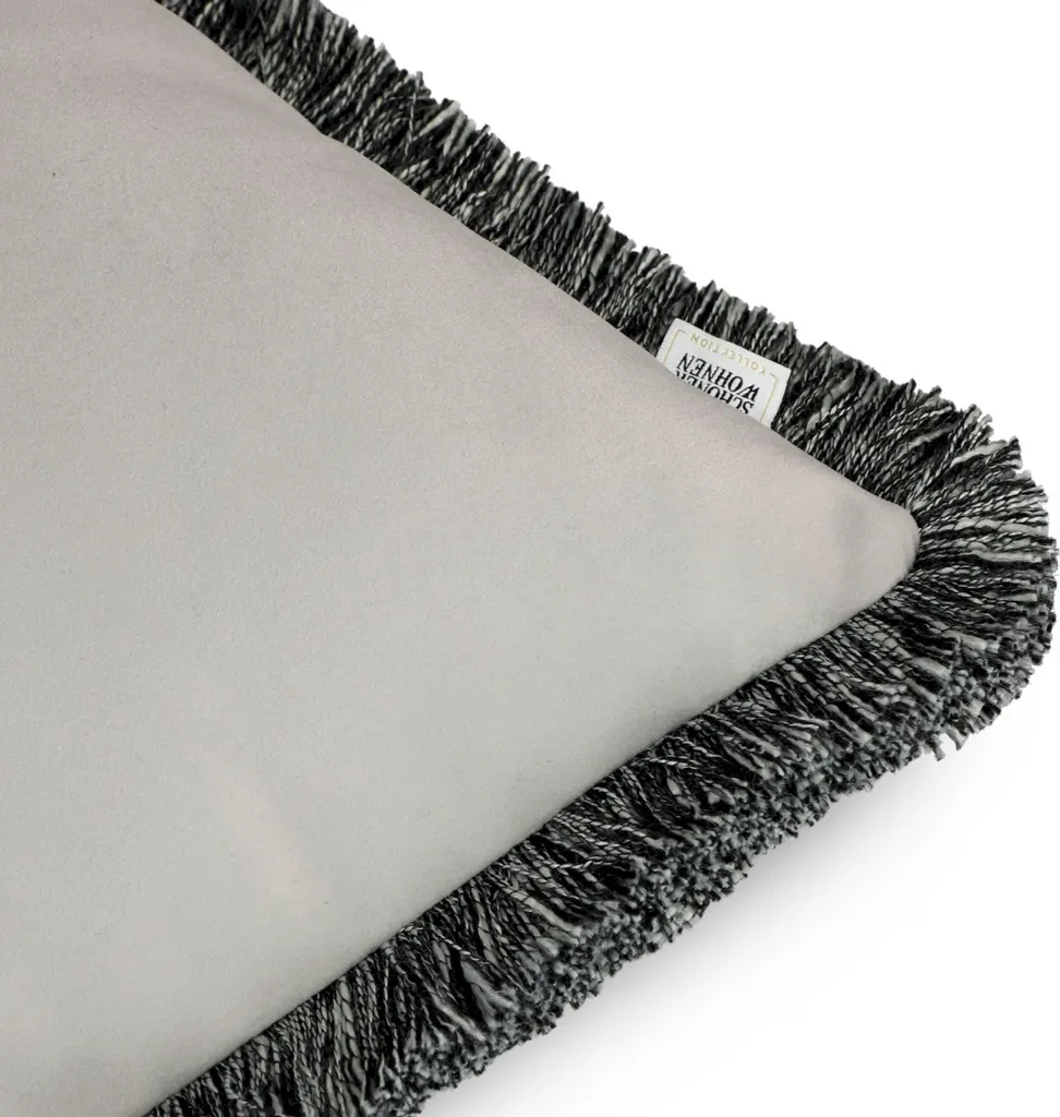 Housse de coussin 45x45 lavable anthracite polyester zippée et franges - 4