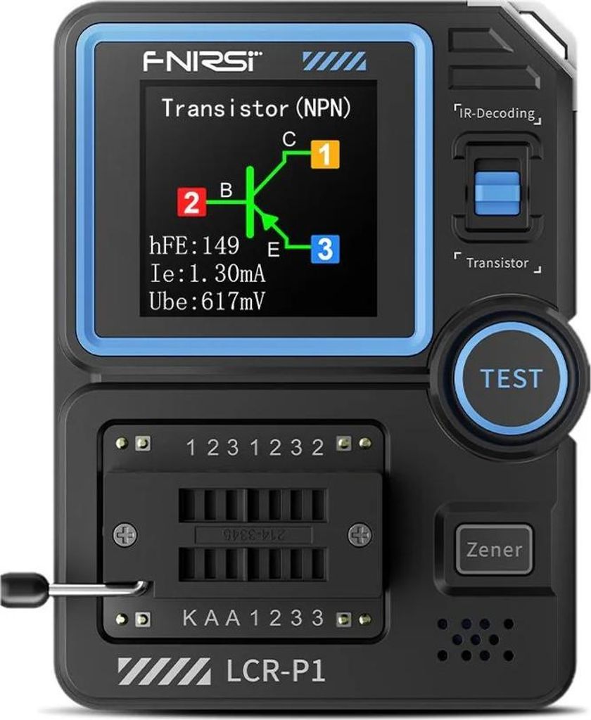 FNIRSI LCR-P1 Multifunktionaler LCR Tester für Transistoren, Kondensatoren, Dioden, USB-C, Farbdisplay