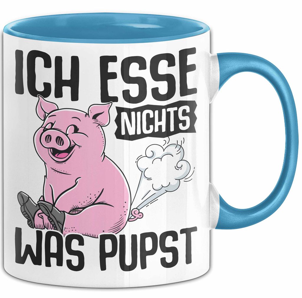 Veganer Tasse Geschenk Vegetarier Geschenkidee Ich Esse Nichts Was Pupst (Blau)