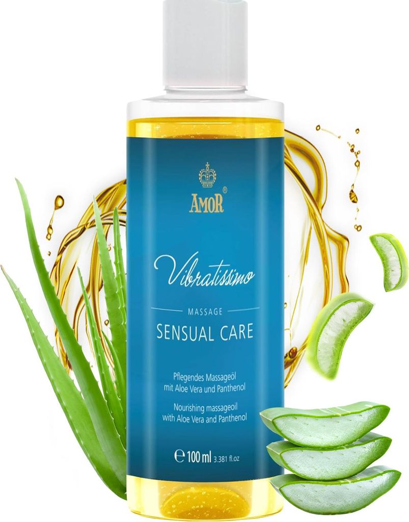 Vibratissimo Sensual Care 100 ml Massageöl - Pflegend mit Aloe Vera - Beruhigend, Feuchtigkeitsspendend, HautPflege & Gleitöl, Liebesöl