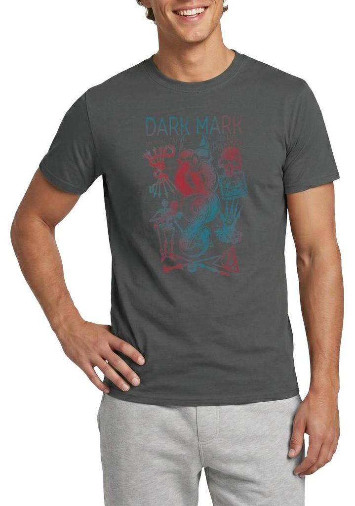 Spreadshirt Harry Potter Dunkles Mal & Horkruxe Design Männer T-Shirt, L, Anthrazit