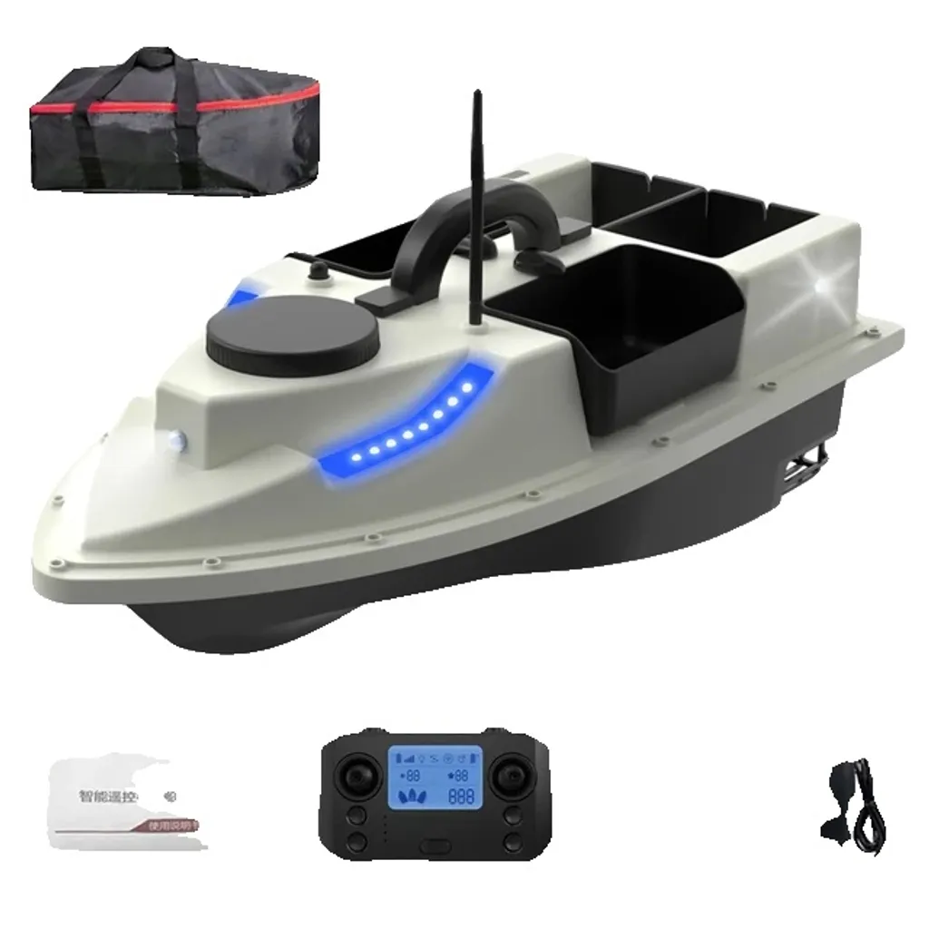 Bateau amorceur pour pêche à la carpe GPS D19, 4 bacs, idéal grands lacs
