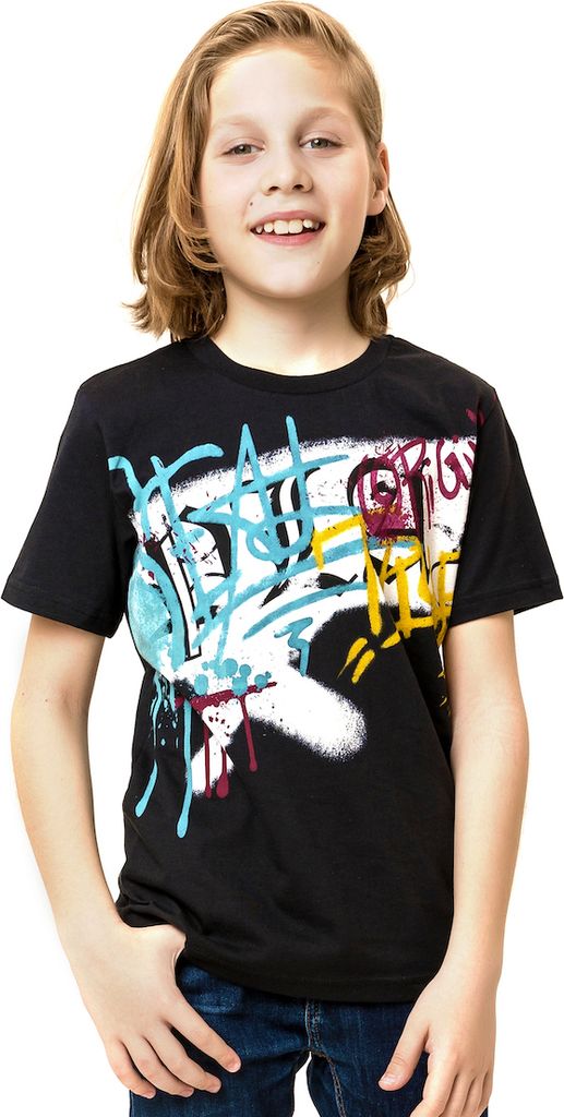Jungen-T-Shirt Graffiti - Schwarz - 158