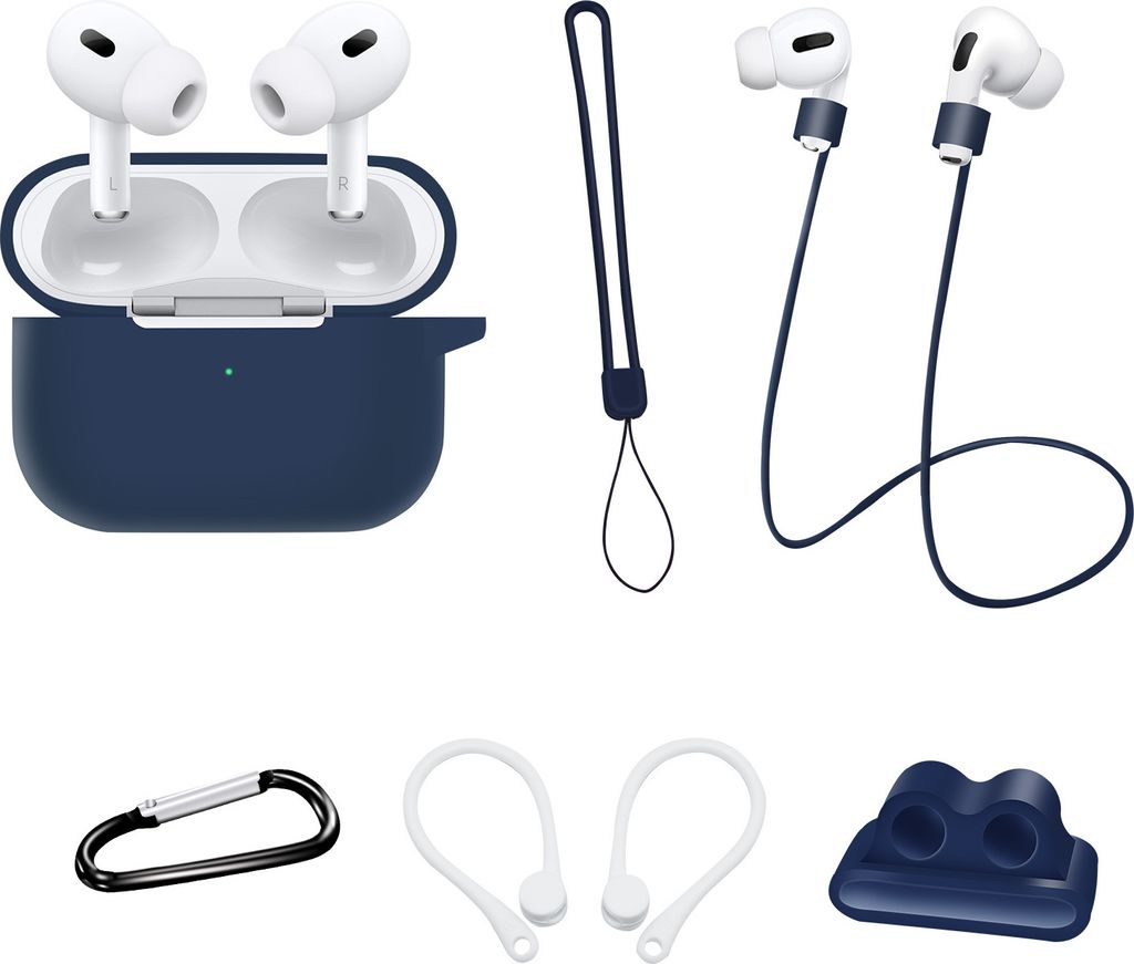 INF 6-teiliges Airpods Pro 2 Zubehörset - Dunkelblau
