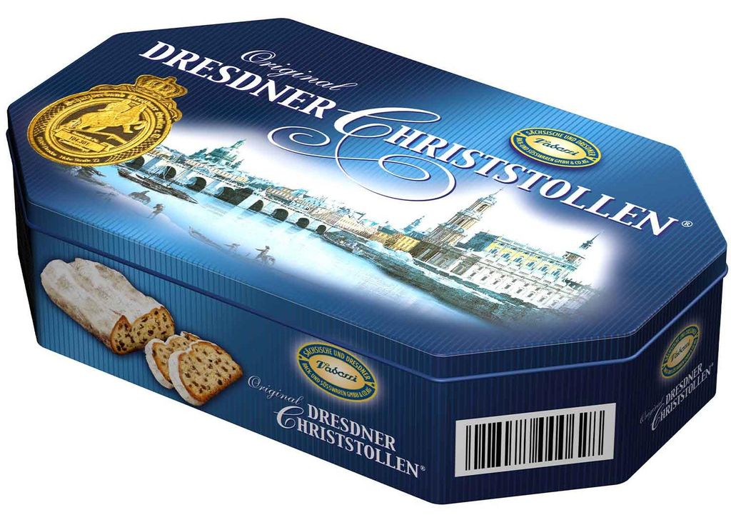 Vadossi Original Dresdner Christstollen Schmuckdose 1kg Produktbild 