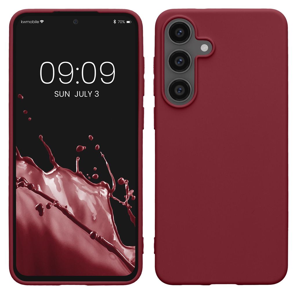 kwmobile Handyhülle für Samsung Galaxy S25 FE Hülle - TPU Case - Kabelloses Laden - Schutzhülle Cover in Bordeaux Violett
