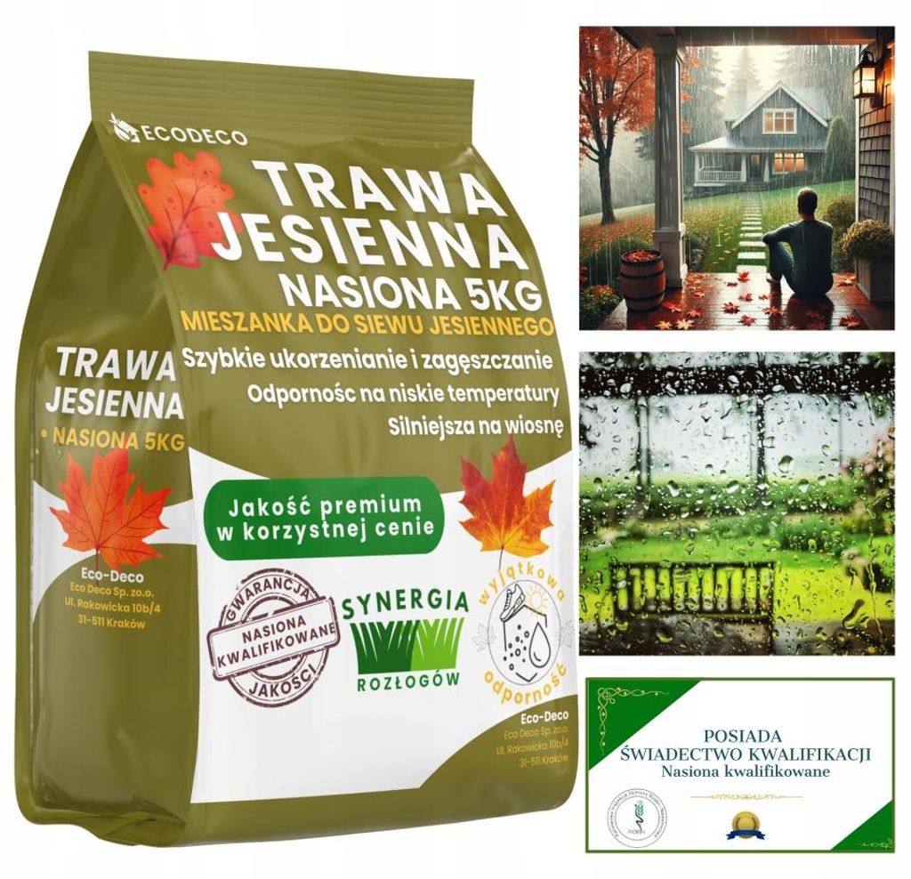 Nasiona trawy EcoDeco 5 kg na 200 m² – jesienny siew Zdjęcie produktu 