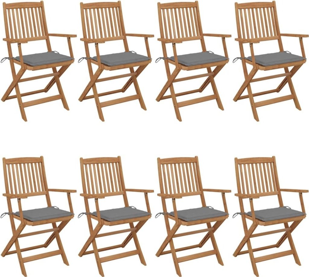 Maison Exclusive - Klappbare Gartenstühle 8 Stk. mit Kissen Massivholz Akazie