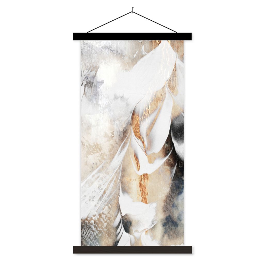 MuchoWow Textilposter Abstrakt - Gold - Design - Luxe 60x120 cm mit schwarzem Rahmen - Magnete