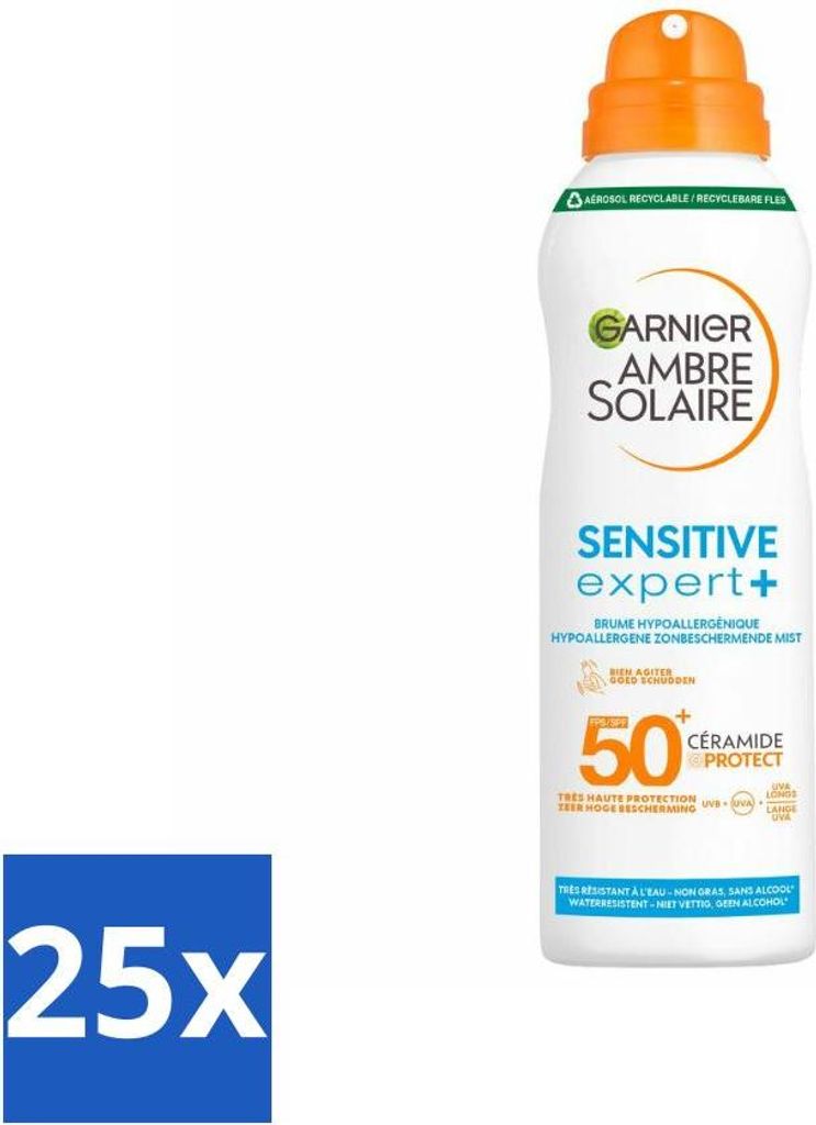Garnier – Ambre Solaire – Sprühnebel – Sensitive Expert+ – Lichtschutzfaktor 50+ – 150 ml - Vorteilspack - 25 Stücke